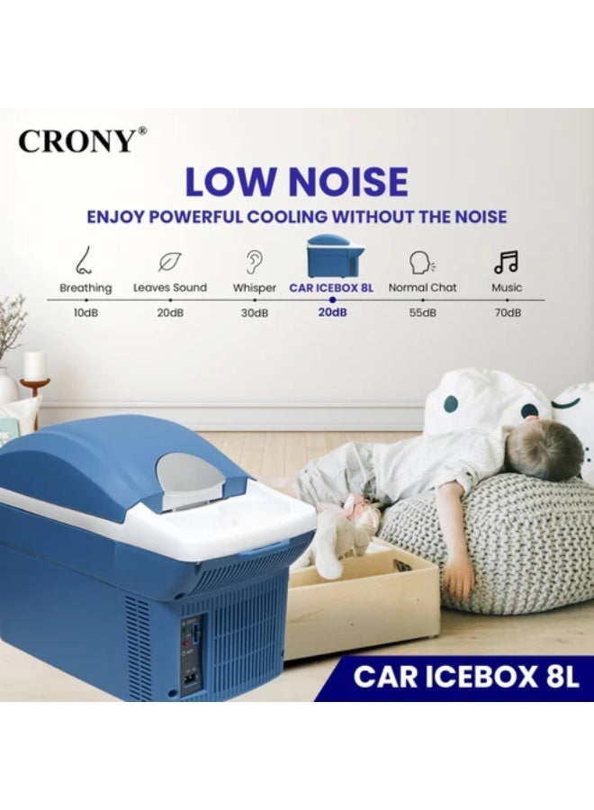CRONY 8L Portable Mini Car Refrigerator | Low Noise Compact Cooler & Warmer | 12V DC, 30W | AC/DC Powered with Self-Locking Lid, Removable Shelf & Cup Holder 8L Portable Mini Car Refrigerator – Low Noise Compact Cooler & Warmer, 12V DC, 30W, AC/DC Powered, Self-Locking Lid, Removable Shelf & Cup Holder – Ideal for Road Trips, Camping, and Outdoor Adventures - Image 5